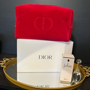 Dior Red Velvet Clutch w/Box